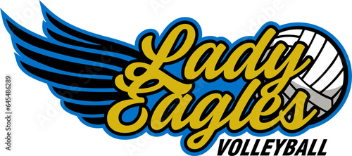lady eagles volleyball team design with wings and ball for school, college or league sports