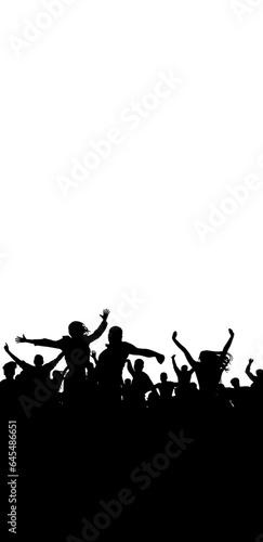 Crowd of people, vertical banner. Music or sport fans, cheerful people. Vector illustration. © nosyrevy