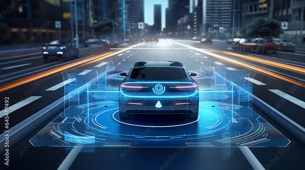 autonomous driving concept - obrazy, fototapety, plakaty 