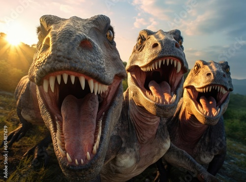 A group of tyrannosaurs © cherezoff