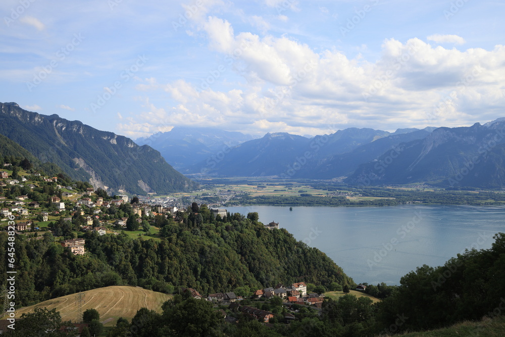 Beautiful scenery of Lake Geneva, Montreux, Switzerland
