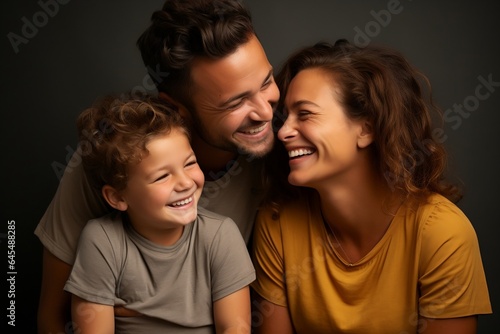 Family Happiness Young Couple and Their Kid, Generative Ai.