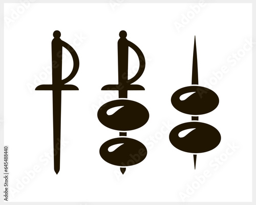 Stencil skewer olive icon isolated Food clipart Vector stock illustration EPS 10