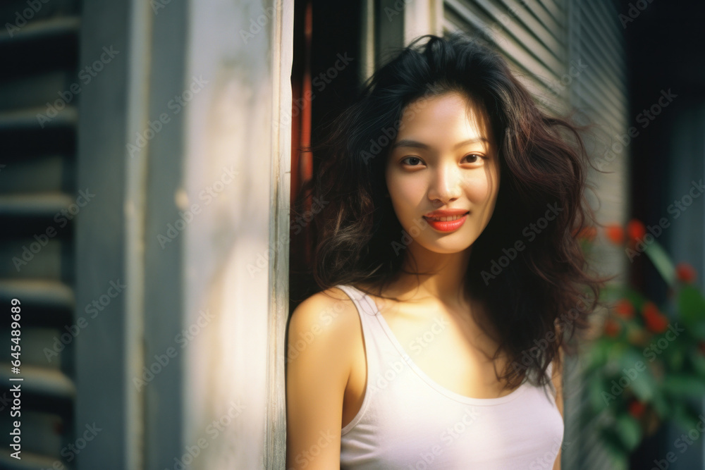 Portrait of an attractive young stylish girl, womam, on the street. Close up view. Portrait of an attractive young stylish girl, womam, on the street. Close up view.