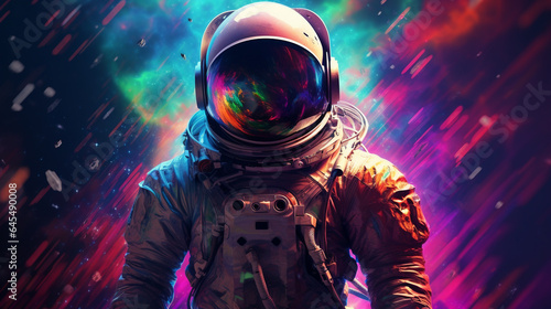 AI-Generated Cosmic Voyage: Pop Art Astronaut Exploring a Surreal, Colorful Galaxy © TechArtTrends