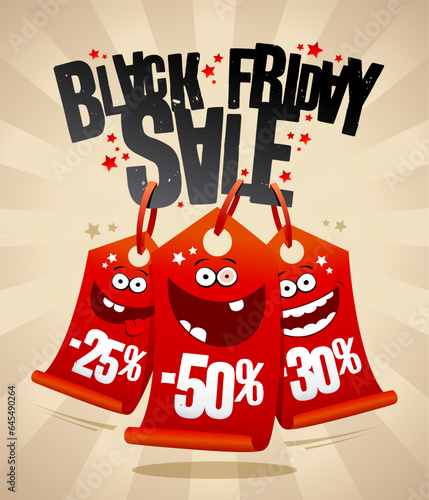Black Friday sale banner mockup with crazy price tags