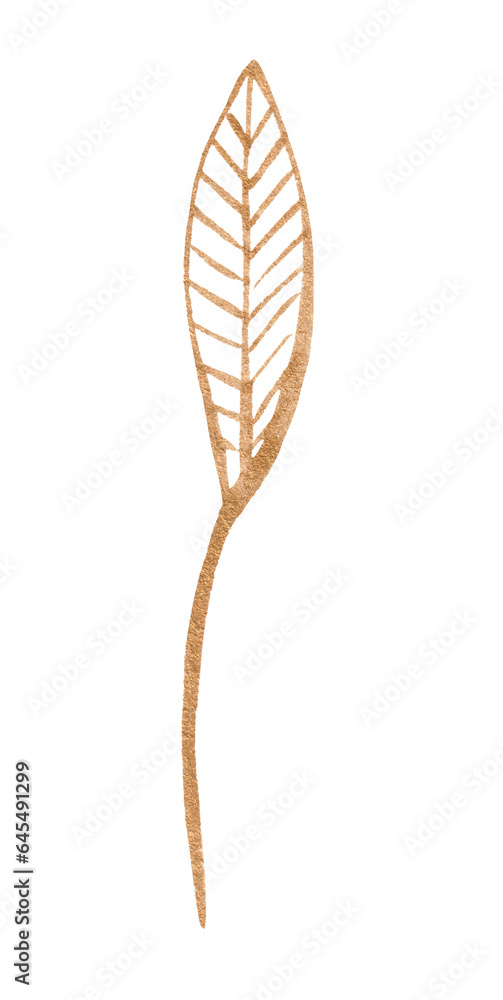 Golden abstract leaf for decoration of festive design Golden abstract leaf for decoration of festive design