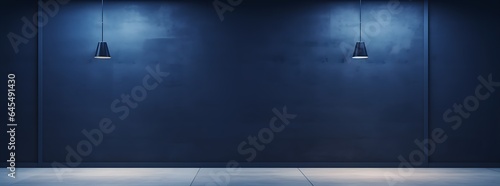 Minimalistic Abstract  Spotlight on Dark Blue Wall for Product Presentation  Background