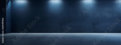 Minimalistic Abstract: Spotlight on Dark Blue Wall for Product Presentation, Background