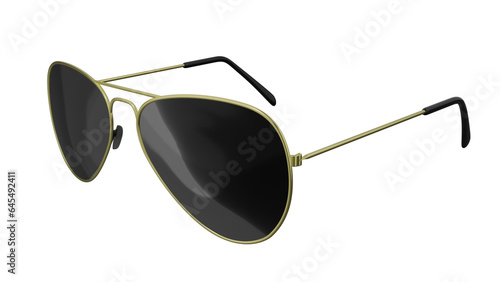 Foto Black aviator sunglasses in golden frame isolated on white and transparent background