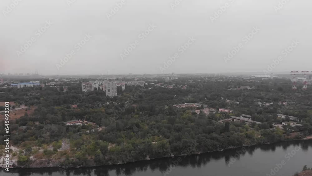 aerial view of the Khortytsia island in Zaporizhzhya aerial view of the Khortytsia island in Zaporizhzhya