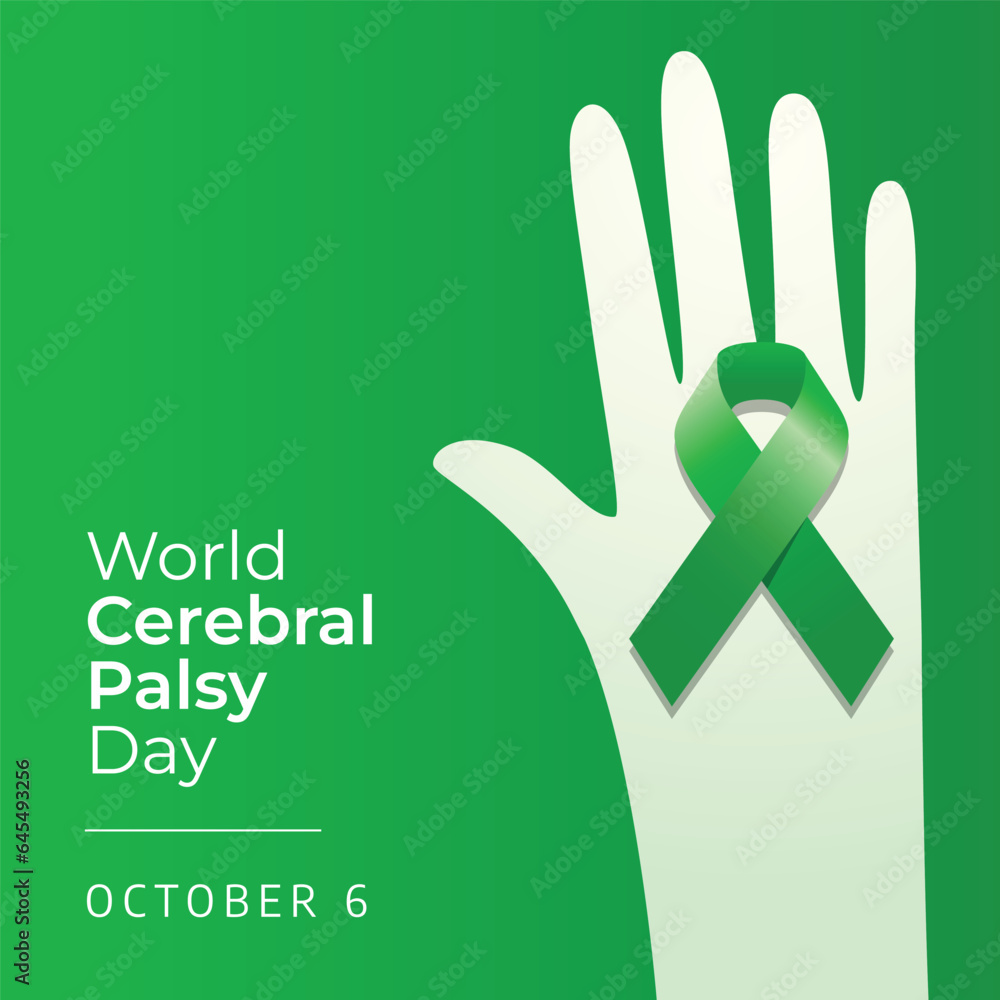 Fototapeta premium World Cerebral Palsy Day design template good for celebration usage. green ribbon flat design. ribbon design. flat design. vector eps 10.