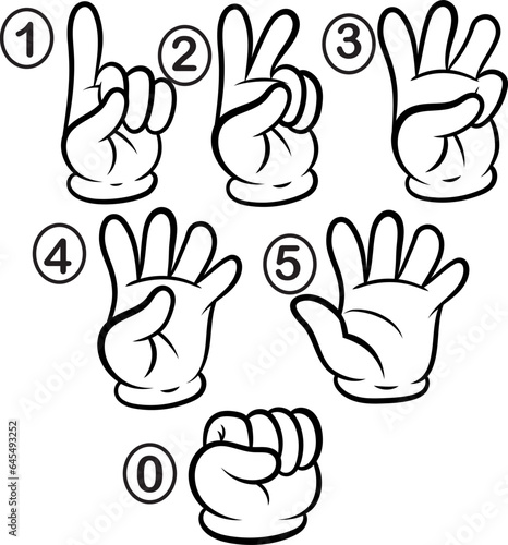 Conjunto de manos mostrando los números del 1 al 5.