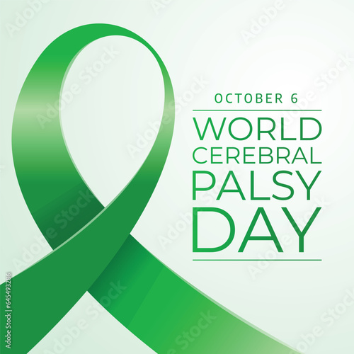 World Cerebral Palsy Day design template good for celebration usage. green ribbon flat design. ribbon design. flat design. vector eps 10. photo