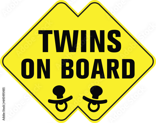 Twins on Board Sign Vector