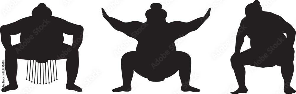 Fototapeta premium Sumo Wrestler Silhouette Vector Pack