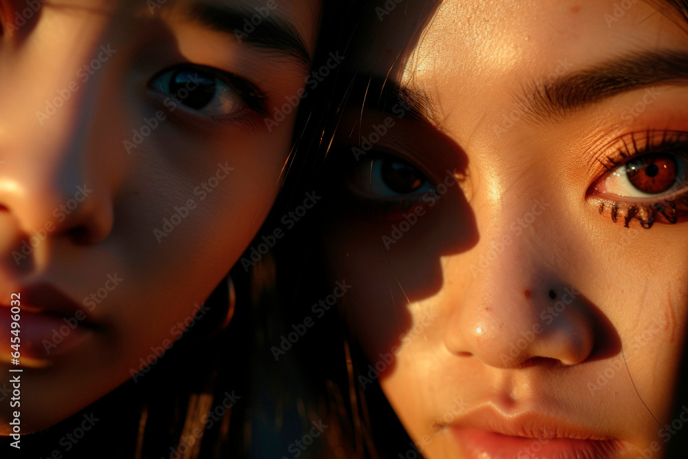 Eyes of Discovery: Close-up Portrayal of Chinese Teenage Friends. Capturing Adolescence. Emotions in Focus

