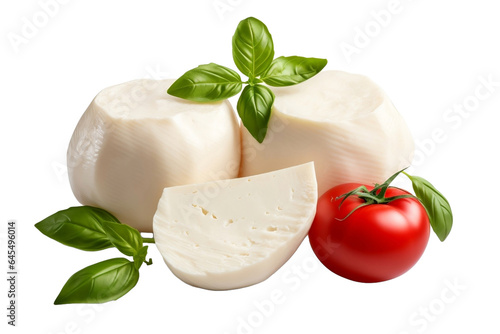 mozzarella cheese and tomato isolated on white background