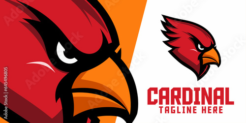 Create Your Unique Sport and Esport Brand with Cardinals Logo Icon Badge Emblem, Cardinal Bird Sport Mascot Logo, and Red Bird Animals Logo Template