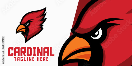 In Sport and Esport, Create Cardinals Logo Icon Badge Emblem with Cardinal Bird Sport Mascot Logo and Red Bird Animals Logo Template
