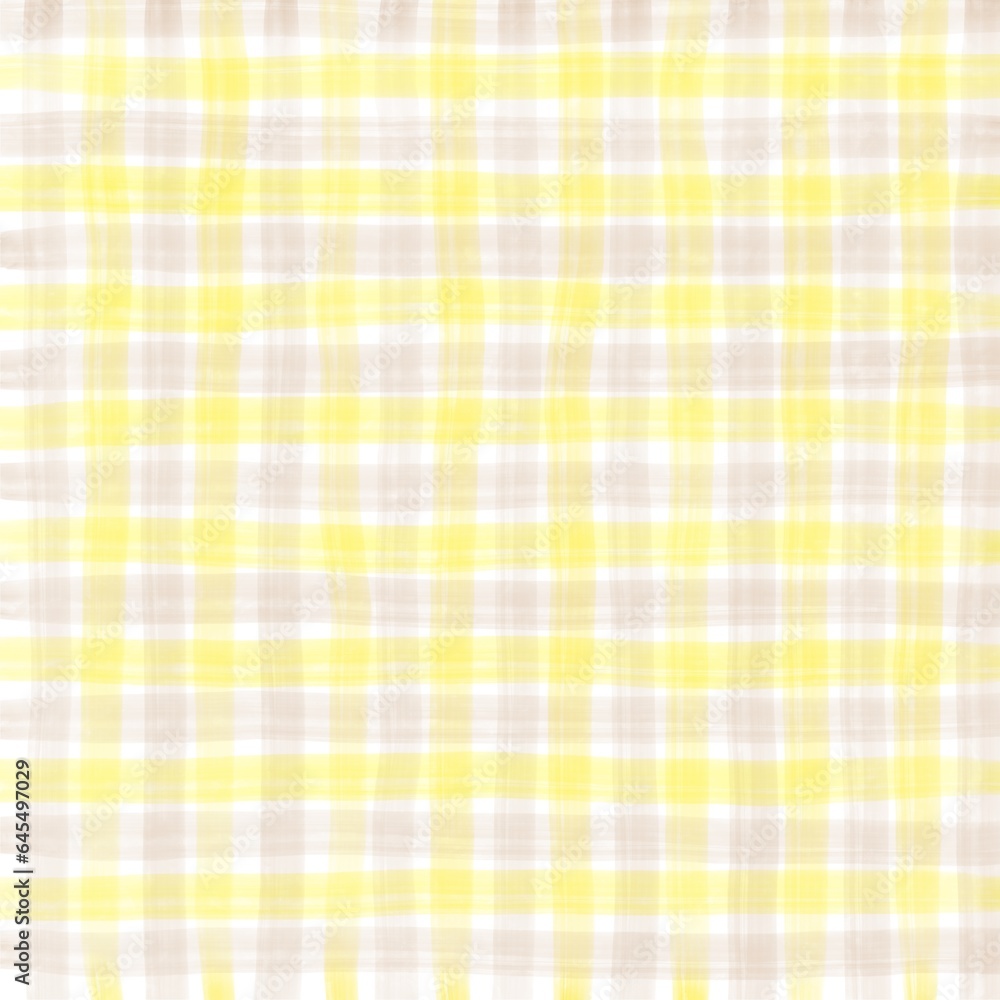 Yellow Beige Gingham Check Hand Drawn Background Yellow Beige Gingham Check Hand Drawn Background