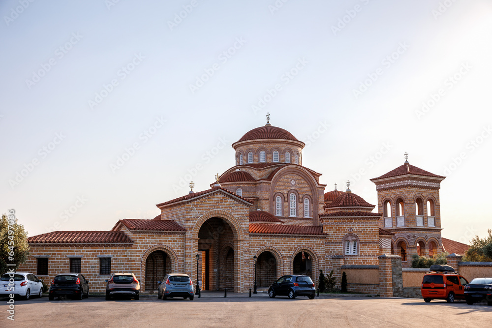 Monastery of Dormition of Holy Mary, Panagia Evrou, Orthodox Monastery, Makri Evros Greece, catholic church in Byzantine style