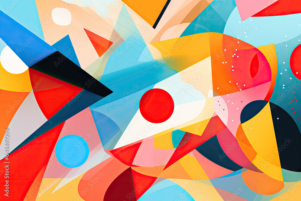 Bold and colorful geometric shapes arranged in an abstract pattern Bold and colorful geometric shapes arranged in an abstract pattern