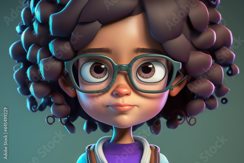 Female scientist or female doctor with glass concept illustration. 3d render cute cartoon girl. Experiments, medical workers, science and chemistry, research. Made with Generative AI