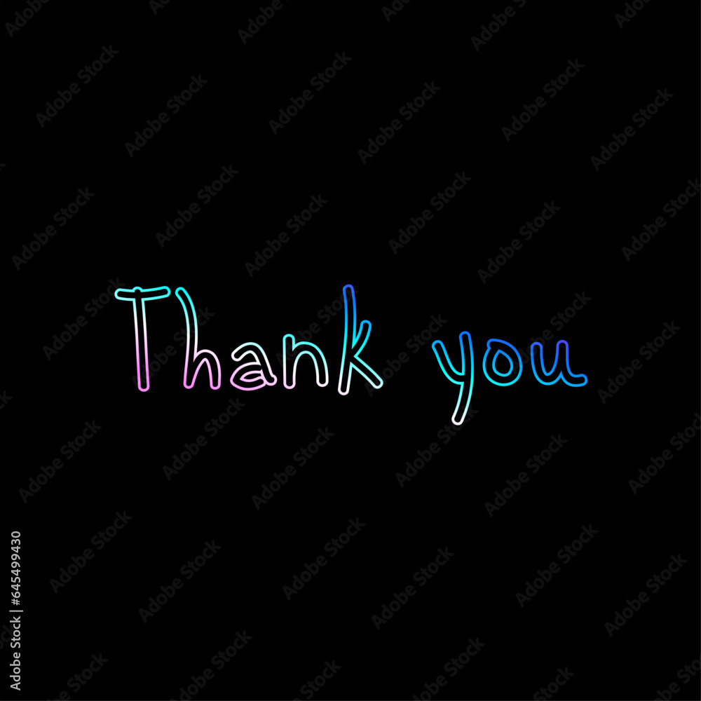 Thank you colored hologram on black background