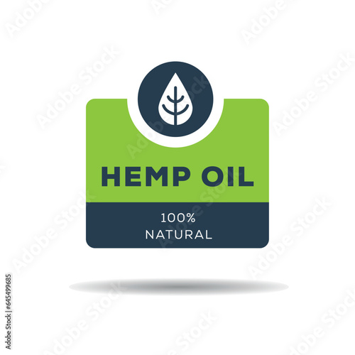 Hemp oil label, vector illustration.
