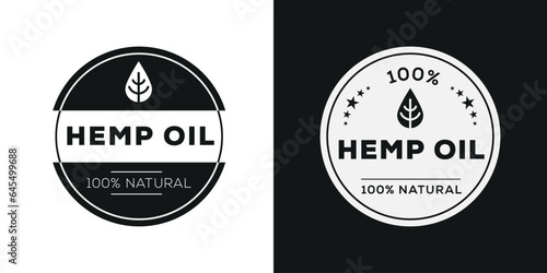 Hemp oil label, vector illustration.
