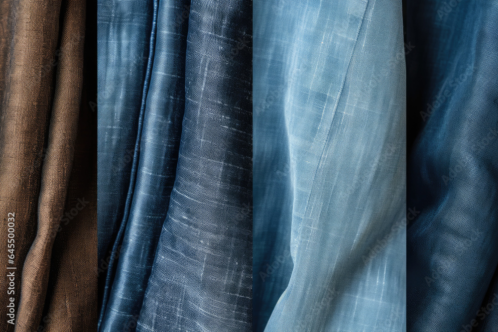 Close-ups of different fabrics like denim, silk, or linen for diverse background Close-ups of different fabrics like denim, silk, or linen for diverse background