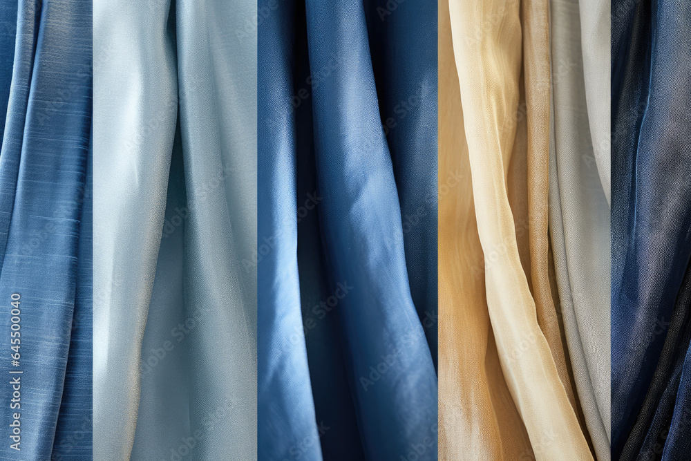 Close-ups of different fabrics like denim, silk, or linen for diverse background Close-ups of different fabrics like denim, silk, or linen for diverse background