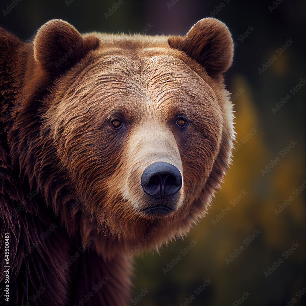 Portrait of brown bear. Digital painting created with Generative Ai technology Portrait of brown bear. Digital painting created with Generative Ai technology