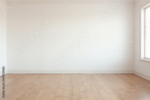 An empty room with a wooden floor and a window