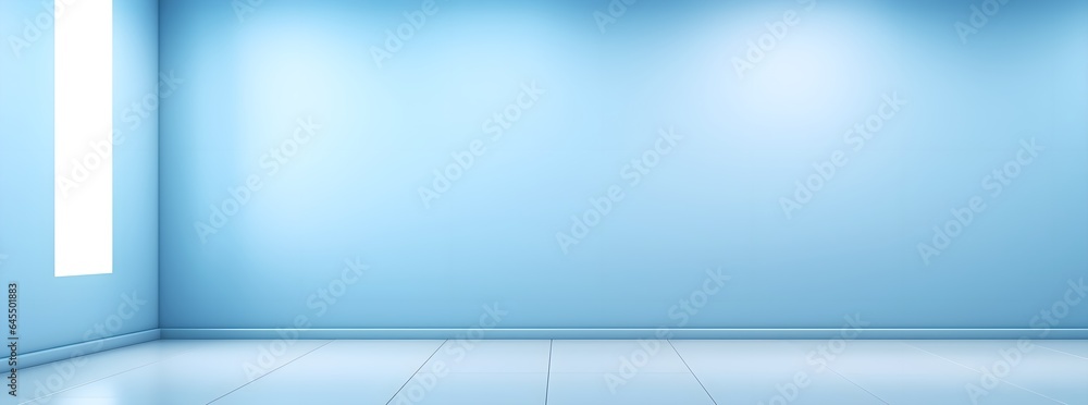Blue Radiance: Interior Background with Sunlight on Wall and Floor for Product Presentation, Background Blue Radiance: Interior Background with Sunlight on Wall and Floor for Product Presentation, Background