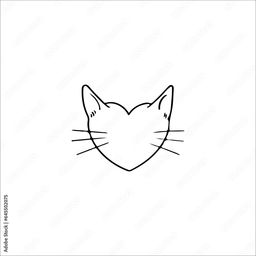 vector illustration of a heart shaped cat's head vector illustration of a heart shaped cat's head