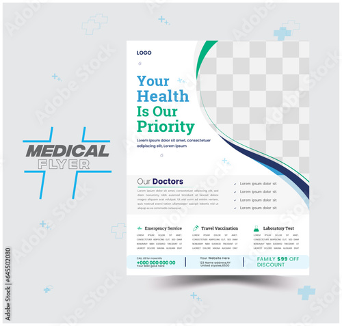 Creative medical healthcare flyer poster template cover a4 template design and flat icons for a report and medical brochure design, flyer, leaflets decoration for printing and presen