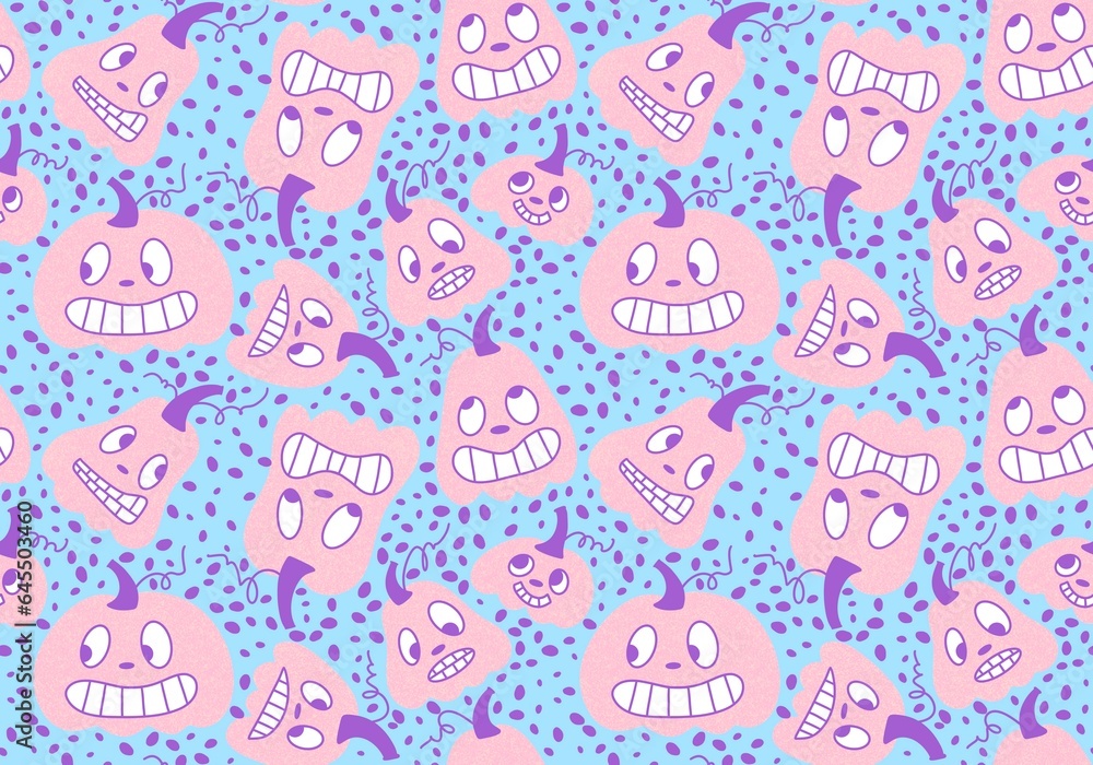 Cartoon retro seamless Halloween pumpkins pattern for kids clothes print and wrapping paper and fashion textile Cartoon retro seamless Halloween pumpkins pattern for kids clothes print and wrapping paper and fashion textile