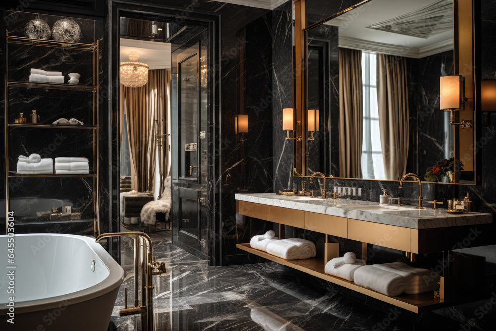 Elegant Hotel Bathroom with High-Quality Accessories Elegant Hotel Bathroom with High-Quality Accessories