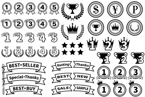 ランキングアイコンデザインセット　白黒