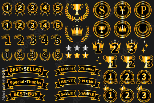 ランキングアイコンデザインセット　ゴールド