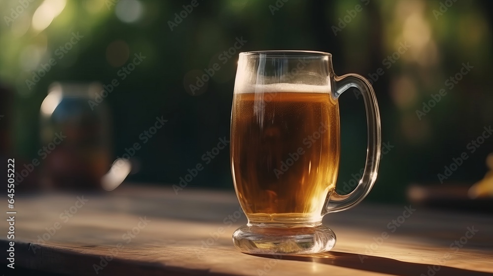 Beer in glass. Created with Generative AI technology.