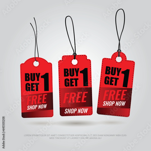 Buy one get one free. Set of super sale banners, sticker. special offer. 