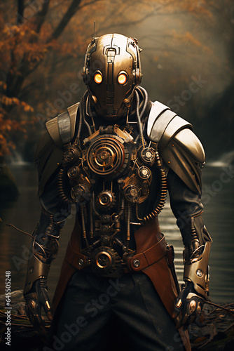 Steampunk Futuristic Cyborg by River with Realistic Cinematic Lighting
