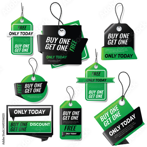 Buy one get one free. Set of super sale banners, sticker. special offer. 