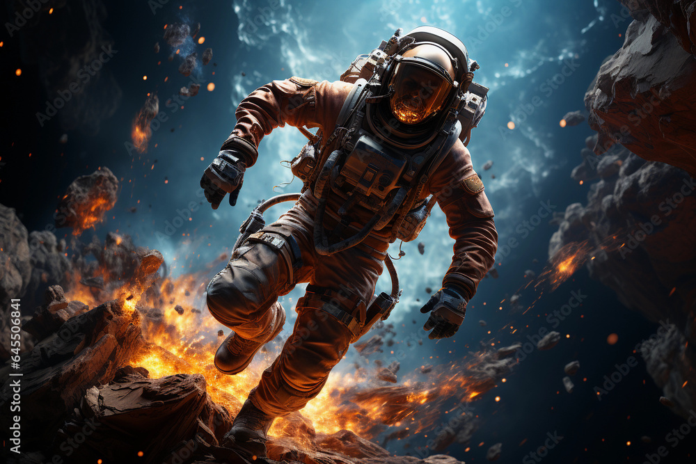 Fototapeta premium a space man explores the edges of the universe