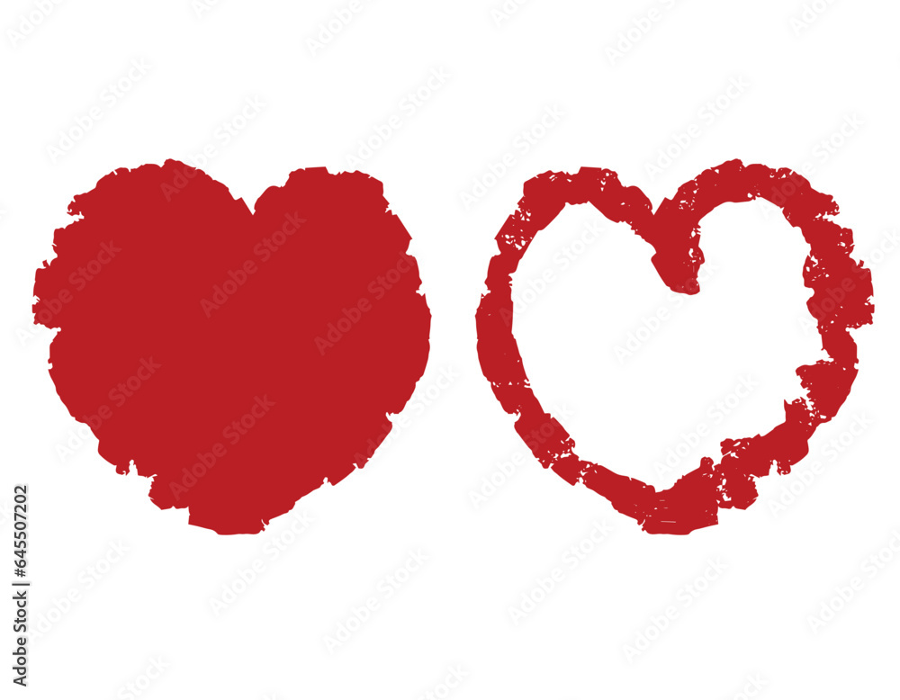 Heart drawn in pencil set, vector graphics, love