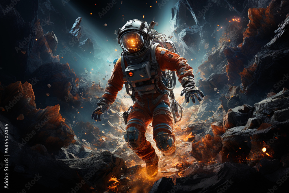 a space man explores the edges of the universe