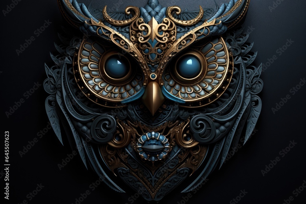 Digital illustration of a beautiful, very detailed mystical owl. Generative AI Digital illustration of a beautiful, very detailed mystical owl. Generative AI